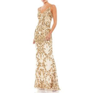 NWT Mac Duggal Embellished Leaf Beaded Beaded Evening Gown Style #5107 Size 4